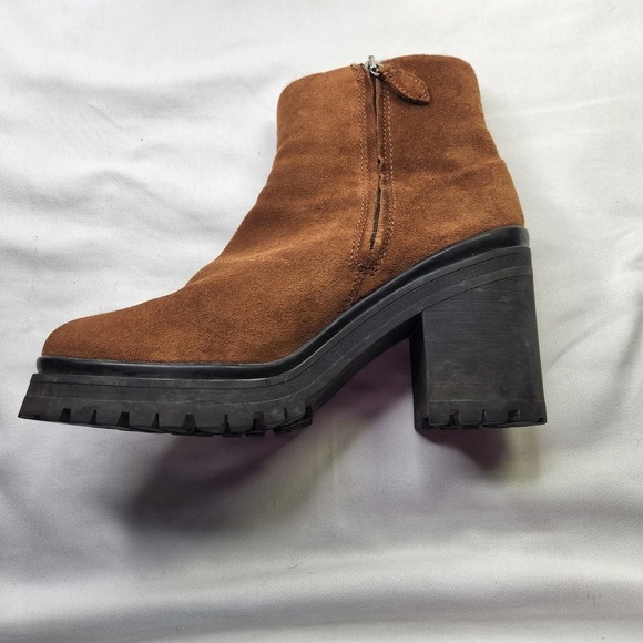 Rebecca Minkoff Milana Suede Booties Shearling Lined Chunky Block Heel Size 10.5 - Picture 4 of 13